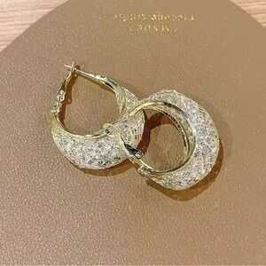 Chic Golden‎ Textured Hoop Earrings